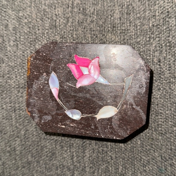 Source Unknown Other - Vintage Soapstone Trinket Jewelry Box 1980s G7